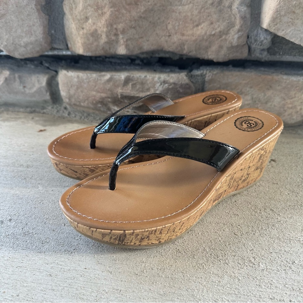 SO || black Dotty cork wedge sandals